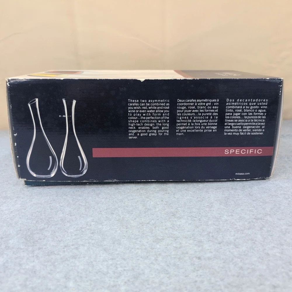 Mikasa Oenology Specific Carafe Set of 2 Wine Decanter Glass D2197 New In Box - Picture 9 of 10